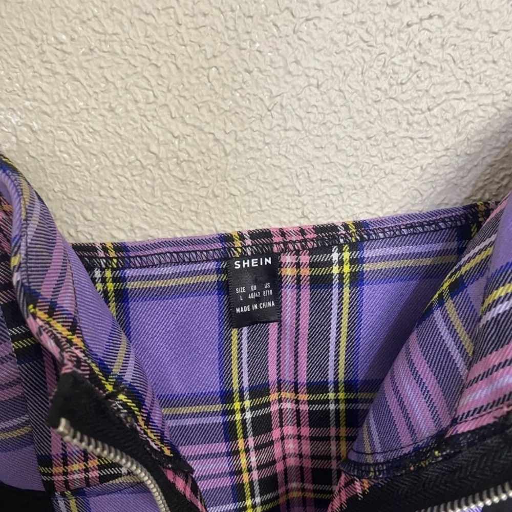 SHEIN Women’s Plaid Crop Top Bustier Corset Style Purple Pink Yellow Size 8/10 - Picture 3 of 6